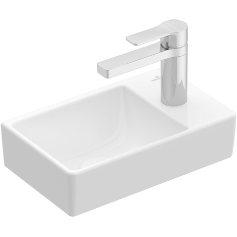 Villeroy & Boch Avento fontein - 1 kraangat rechts - zonder overloop - 36x22cm - White Alpine (glans wit) SW420537