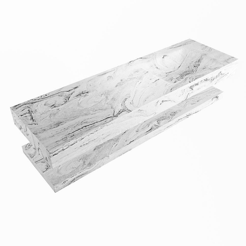 MONDIAZ ALAN - DLUX Ensemble de meuble de salle de bains - 150cm - tablette - Glace - lavabo suspendu - vasque à droite - 1 trou de robinet - Glace SW808920