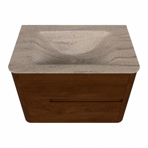 Mondiaz CIRO-DLUX Meuble de salle de bains - 70x45x50cm - Plan vasque Solid surface Saba - 1 vasque au milieu - sans trous de robinetterie - 2 tiroirs - Ruby SW1532139