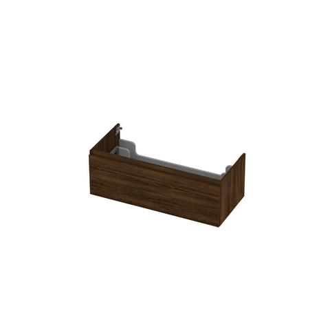 INK Wastafelonderkast - 100x45x35cm - 1 lade - greeploos - met houten keerlijst - MFC - Koper eiken SW352416