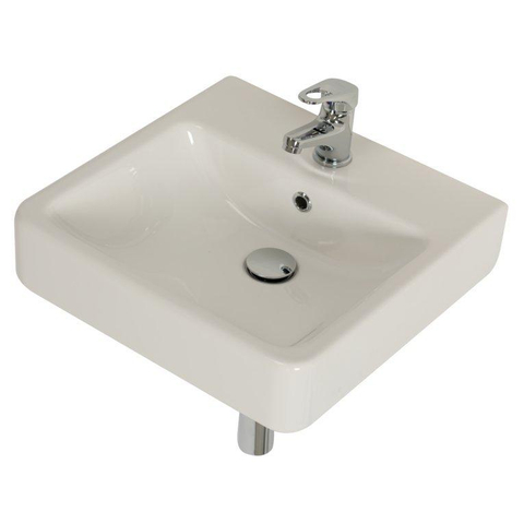 Plieger Seattle pack lavabo – 45 x 45 x 15,8 cm – céramique blanc brillant – robinet chromé SW96157