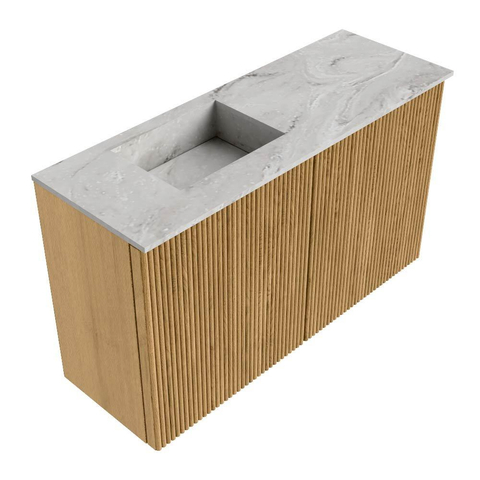 Mondiaz JOYA-DLUX Meuble de salle de bains 70cm - couleur Chêne - Vasque FAYE position Gauche Sans trou de robinet couleur Glace. SW1422019