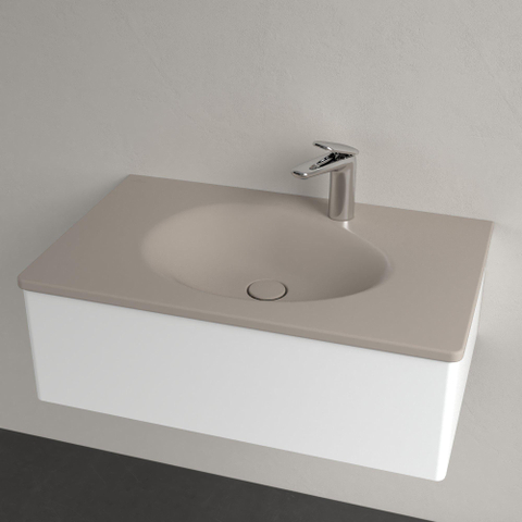 Villeroy & Boch Antao Meubelwastafel - 80x50x15cm CeramicPlus - zonder overloop - mat almond (beige) SW917937