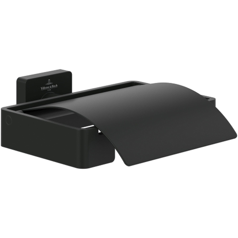 Villeroy & Boch Elements - Striking Toiletrolhouder - met deksel - 131x115x45mm - mat zwart SW974077