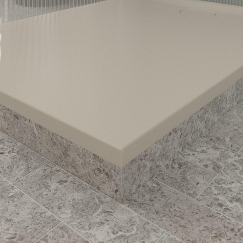 Villeroy & Boch Ecora douchebak - 140x100x3.5cm - afvoer korte zijde - almond (beige) SW1558902