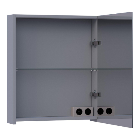 BRAUER Impress armoire de toilette – 59 x 70 x 15 cm – ouverture à droite, porte-miroir double face – Gris mat SW392976
