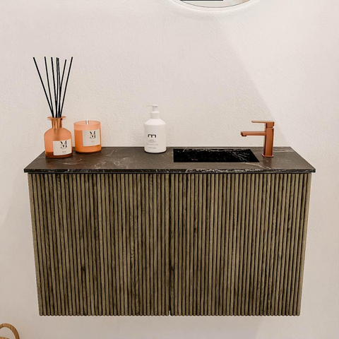 Mondiaz JOYA-DLUX 70cm toiletmeubel - kleur Dusk - Wastafel FAYE positie Rechts 1 kraangat kleur Lava. SW1423220