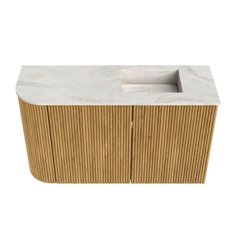 Mondiaz JOYA-DLUX 71.6cm toiletmeubel - ronding links kleur Oak - Wastafel FAYE positie Rechts 1 kraangat kleur Ostra. SW1422237