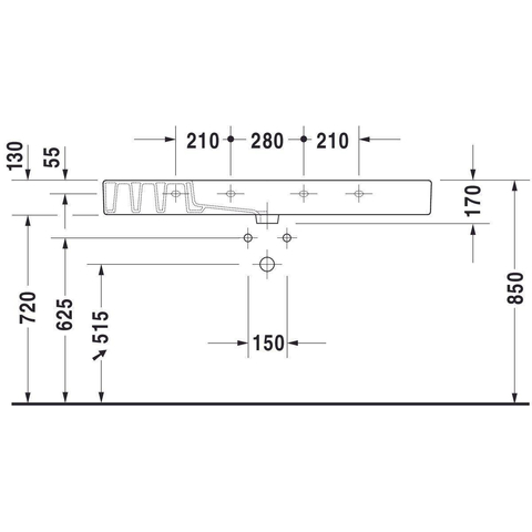 Duravit Vero Meubelwastafel - met kraangat - met overloop - 125x49cm - met wondergliss - wit 0291358
