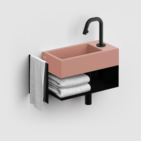 Clou Flush 3 lave-mains 36x18cm avec trou de robinet à droite céramique rose mat SW795717