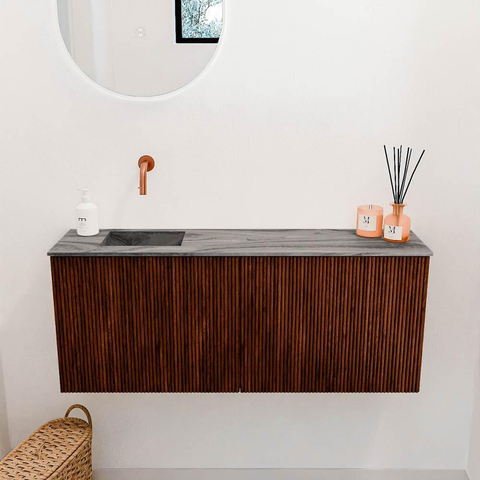 Mondiaz JOYA-DLUX 100cm toiletmeubel - kleur Ruby - Wastafel FAYE positie Links Zonder kraangat kleur Sombra. SW1425687
