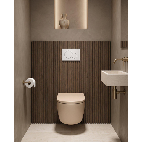 QeramiQ Dely Swirl Toiletset - 36.5x53cm - Geberit UP720 Duofix Sigma inbouwreservoir - 35mm zitting - bedieningsplaat Sigma wit - ronde knoppen - mat beige SW1413977