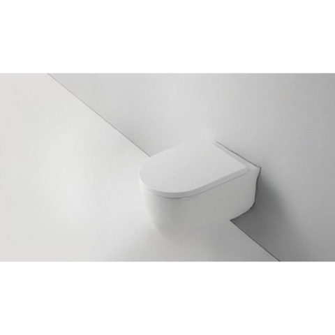 QeramiQ Dely Swirl Toiletset - 36.3x51.7cm - Geberit UP720 Duofix Sigma inbouwreservoir - 35mm zitting - glans witte bedieningsplaat - ronde knoppen - mat wit SW1413927