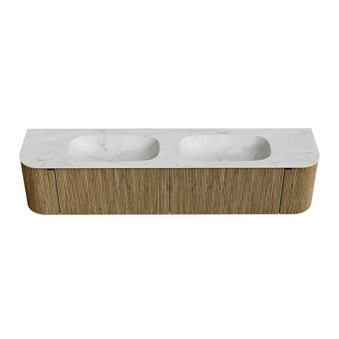 Mondiaz KURVE-DLUX Badkamermeubelset - 200x46x40cm - 2 lade - 2 deuren - wastafel solid surface - dubbel - zonder kraangat - Dusk SW1414961