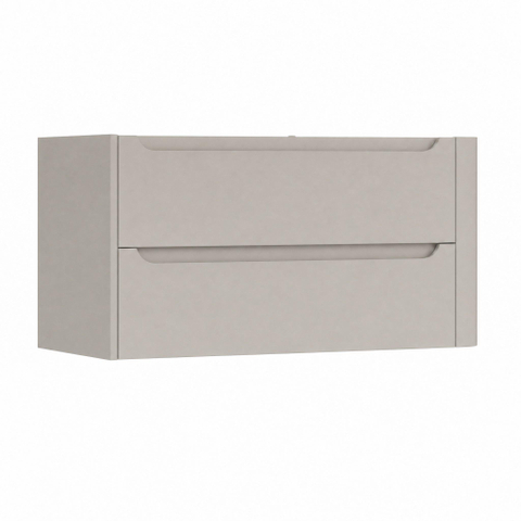 H&R Badmeubelen Juice Meuble sous vasque - 100x45x50cm - angle droit arrondi - 2 tiroirs - poignée intégrée - beige mat SW1489239