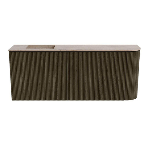Mondiaz JOYA-DLUX 101.6cm toiletmeubel - ronding rechts kleur Shadow - Wastafel FAYE positie Links Zonder kraangat kleur Saba. SW1426257