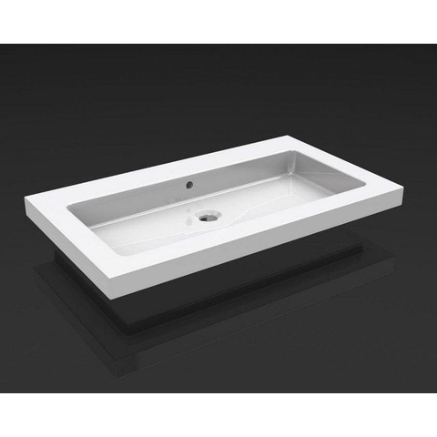 Wiesbaden Kera Wastafel enkel - zonder kraangat - 80x46x5cm - keramiek - glans wit SW106374
