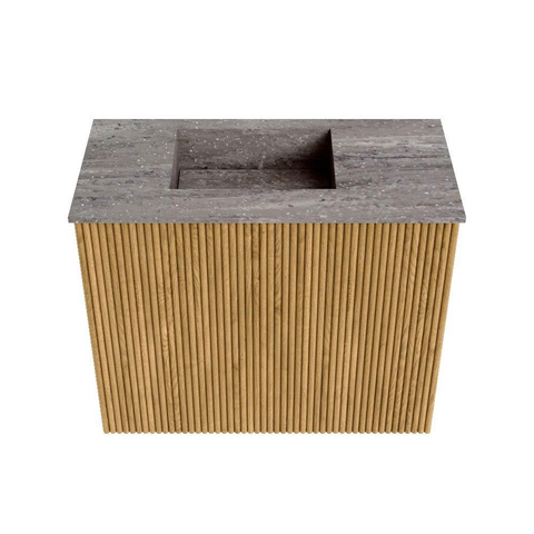 Mondiaz JOYA-DLUX 50cm toiletmeubel - kleur Oak - Wastafel FAYE positie Links Zonder kraangat kleur Oza. SW1424091