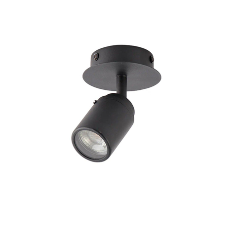 QAZQA Ducha plafonnier de salle de bains - 10x10cm - 1 spot - IP44 - noir mat SW1187200