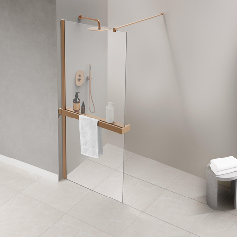 Fortifura Galeria handdoekrek voor inloopdouche - klemmen - 140cm - inkortbaar - geborsteld koper SW1212782