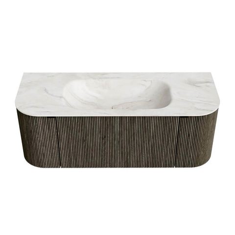 Mondiaz KURVE-DLUX Badkamermeubelset - 120x46x40cm - 1 lade - 2 deuren - wastafel solid surface - midden - zonder kraangat - Shadow SW1414448