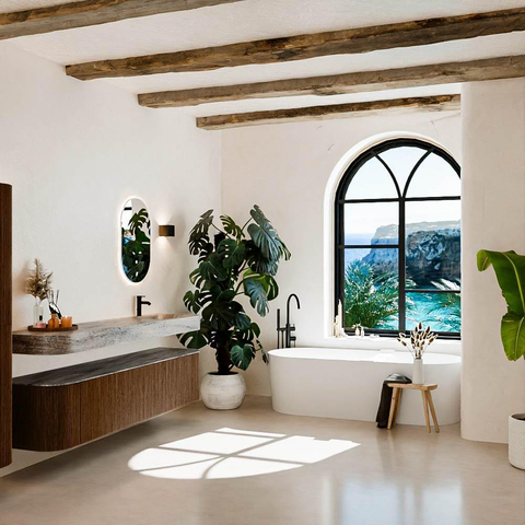 MONDIAZ THOR-DLUX 200cm meuble de salle de bains arrondi gauche + droite couleur Walnut avec 2 tiroirs et 2 portes. Vasque suspendue CLOUD Droite 1 trou de robinet couleur Oza. SW1467196