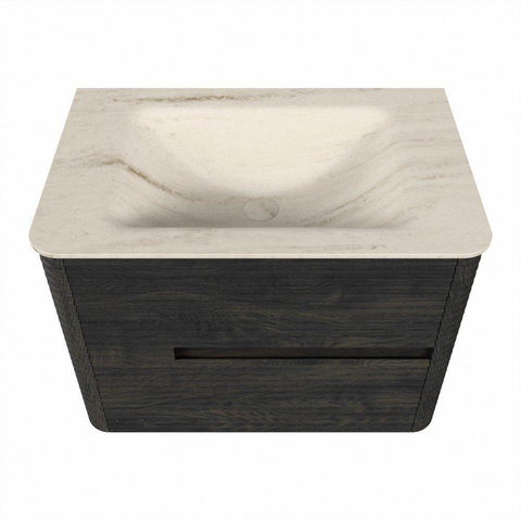 Mondiaz CIRO-DLUX Ensemble de meubles de salle de bains - 70x45x50cm - Lavabo Solid Surface Meli - 1 vasque au milieu - 1 trou de robinet - 2 tiroirs - Shadow SW1532543