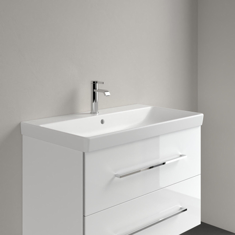 Villeroy & Boch Avento meubelwastafel - 80x47cm - met kraangat - met overloop ceramic plus - Stone White (mat wit) SW448405