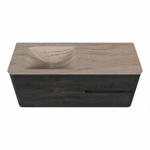 Mondiaz CIRO-DLUX Ensemble de meubles de salle de bains - 120x45x50cm - lavabo Solid Surface Saba - 1 vasque à gauche - sans trous de robinet - 2 tiroirs - Shadow SW1532699