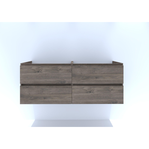 H&R Badmeubelen Infinity Wastafelonderkast - 140x44.8x55cm - 4 lades - greeploos - espresso SW530014