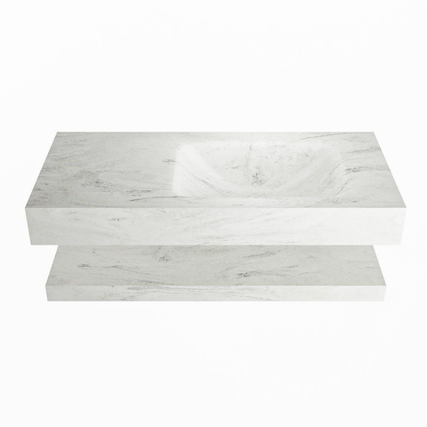 Mondiaz ALAN-DLUX Ensemble de meuble - 100cm - meuble Opalo mat - 0 tiroirs - Lavabo Cloud Opalo suspendu - vasque Droite - 1 trou de robinet SW809223