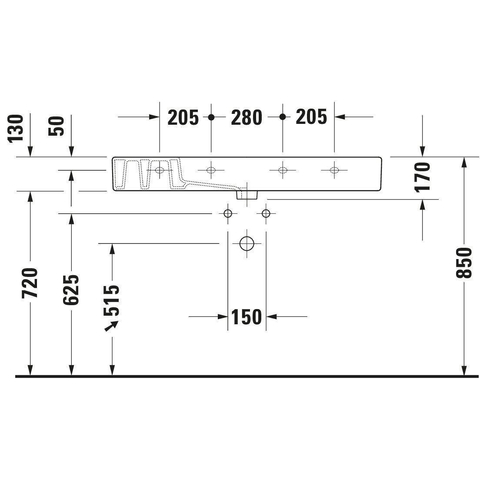 Duravit Vero Lavabo pour meuble 105x49cm avec trou pour robinetterie avec Wondergliss Blanc 0291354