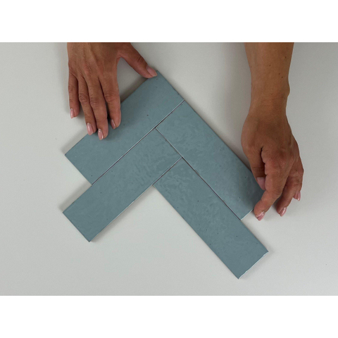 ÉCHANTILLON Terravito Nocino carreau mural - 6x18,6cm - Powder Blue brillant (bleu) SW1221365