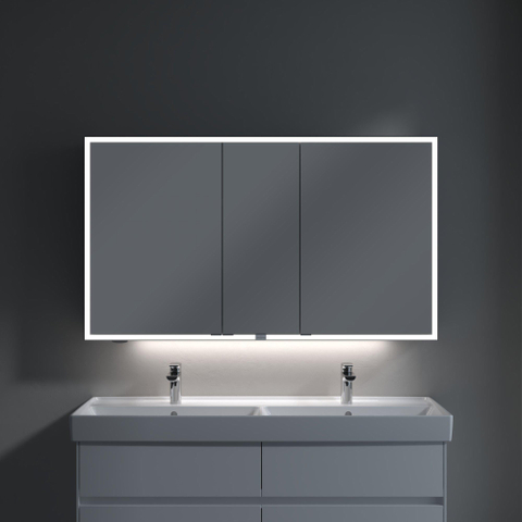 Villeroy & Boch My View Now My view spiegelkast - 130x75cm - 3 deuren - 3 contactdoos LED - zilver SW641584