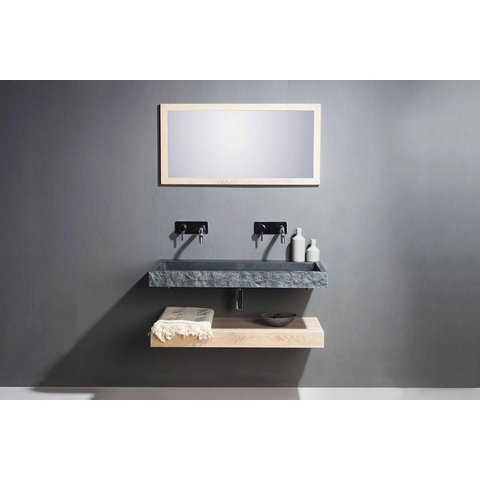Forzalaqua Palermo lavabo 80,5x51,5x9cm Rectangulaire 1 trou de robinet Pierre naturelle Granit adouci & taillé SW230862