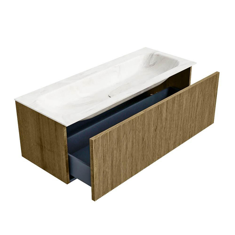 Mondiaz KURVE-DLUX Ensemble meuble de salle de bains - 120x46x40cm - 1 tiroir - lavabo solid surface - centre - 2 trous de robinet - Dusk SW1415176