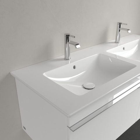 Villeroy & Boch venticello wastafel - 130x50cm - 2 kraangaten overloop - White Alpine (glans wit) 1025100