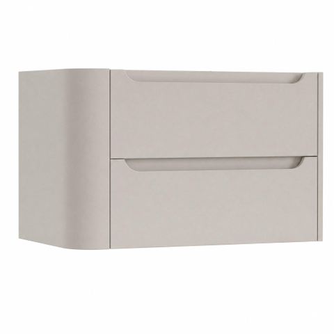 H&R Badmeubelen Juice Meuble sous lavabo - 80x45x50cm - angle gauche arrondi - 2 tiroirs - poignée intégrée - beige mat SW1489063