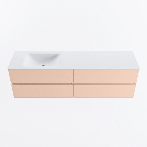 MONDIAZ Vica Ensemble de meuble de salle de bains - 170cm - sous-meuble rosee - 4 tiroirs - lavabo cloud gauche - sans trous de robinet - version haute 60cm - talc SW1083355
