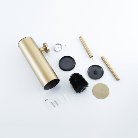 Fortifura Calvi toiletborstelhouder - gesloten model - wand - rond - PVD - geborsteld messing (goud) SW1111543