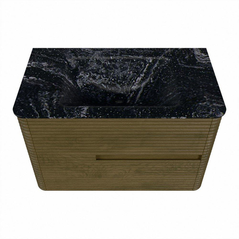 Mondiaz CIRO-DLUX Badkamermeubelset - 80x45x50cm - Solid surface wastafel Lava - 1 wasbak Midden - 1 kraangat - 2 lades - Dusk SW1533017