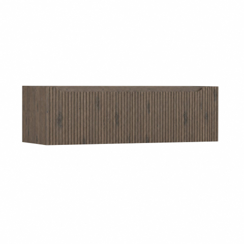 H&R Badmeubelen Juice Wastafelonderkast - 140x45x40cm - rechterhoek afgerond - 3D-front - 2 lades - geïntegreerde greep - tucson oak SW1260119