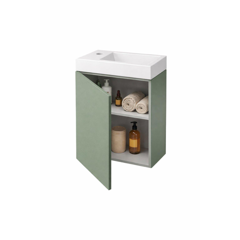 Nemo Durma Fonteinkastset - 40x20x50cm - 1 deur - links - 1 kraangat - links - Sage green SW1580346