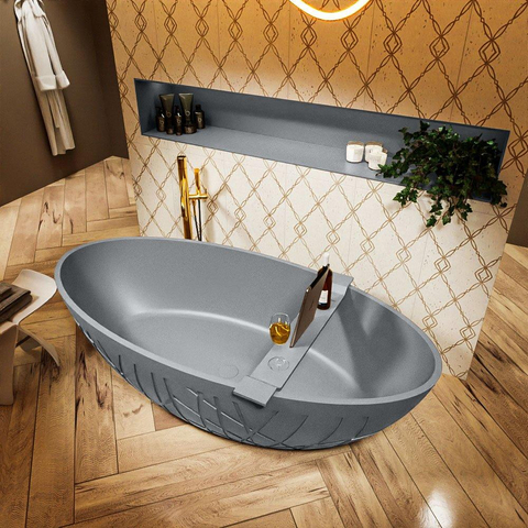 MONDIAZ ROCK Baignoire îlot - 170x70cm - couleur Plata / Talc SW1015106