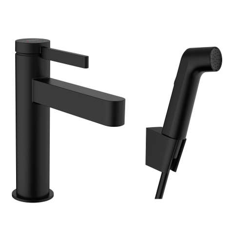 Hansgrohe Finoris 1-gr wastafelkraan 110 met bidet handdouche en doucheslang 160cm mat zwart SW1567476