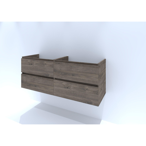 H&R Badmeubelen Infinity Wastafelonderkast - 140x44.8x55cm - 4 lades - greeploos - espresso SW530014