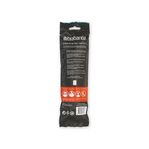 Brabantia PerfectFit Poubelle sac à déchets avec fermeture par ruban adhésif code W, 5 litres, 10 pièces/rouleau SW767532