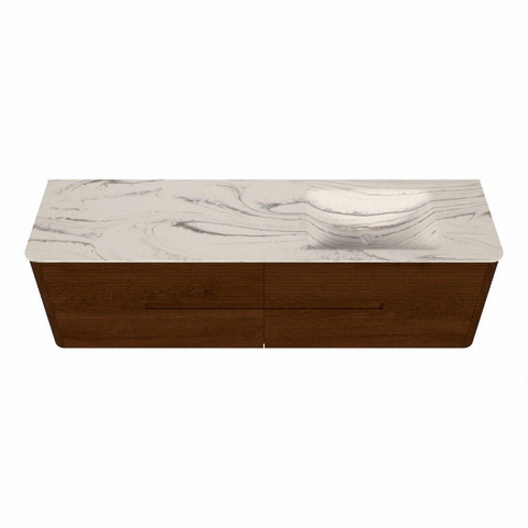 Mondiaz CIRO-DLUX Badkamermeubelset - 170x45x50cm - Solid surface wastafel Nata - 1 wasbak Rechts - 1 kraangat - 4 lades - Ruby SW1532100