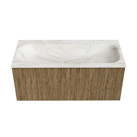 Mondiaz KURVE-DLUX Ensemble meuble de salle de bains - 100x46x40cm - 1 tiroir - lavabo solid surface - central - 1 trou de robinet - Dusk SW1415143