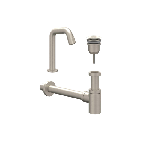 IVY Pact Ensemble pour lave-mains - Contour - montage en saillie - bas - bonde always open - Nickel brossé PVD SW1031699